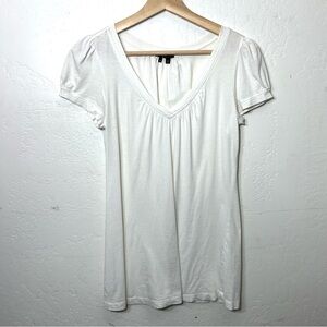 Theory Basic White V Neck Short Sleeve Cotton Spandex T-Shirt Size M